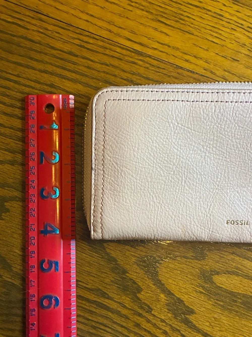 Fossil Blush Pink Leather Zip Around Wallet Wristlet